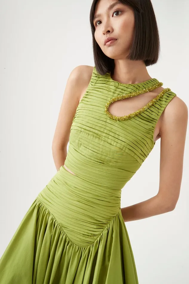 Women Jolie Abstract Cut Out Top Verdant Green Aje Tops