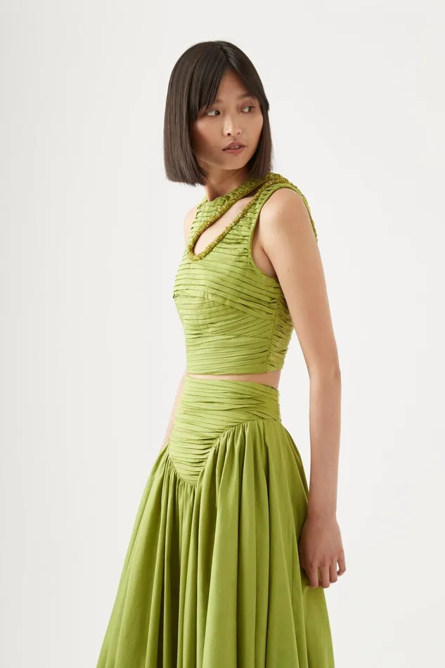 Women Jolie Abstract Cut Out Top Verdant Green Aje Tops