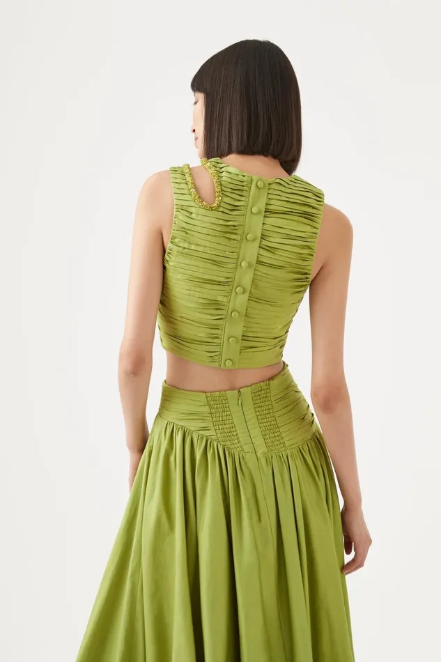Women Jolie Abstract Cut Out Top Verdant Green Aje Tops