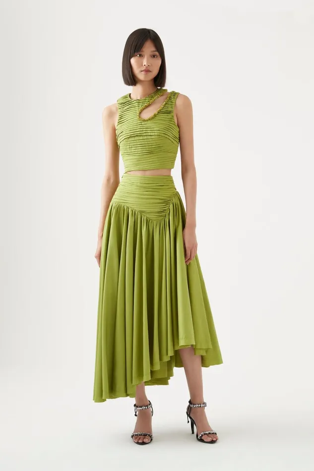 Women Jolie Abstract Cut Out Top Verdant Green Aje Tops