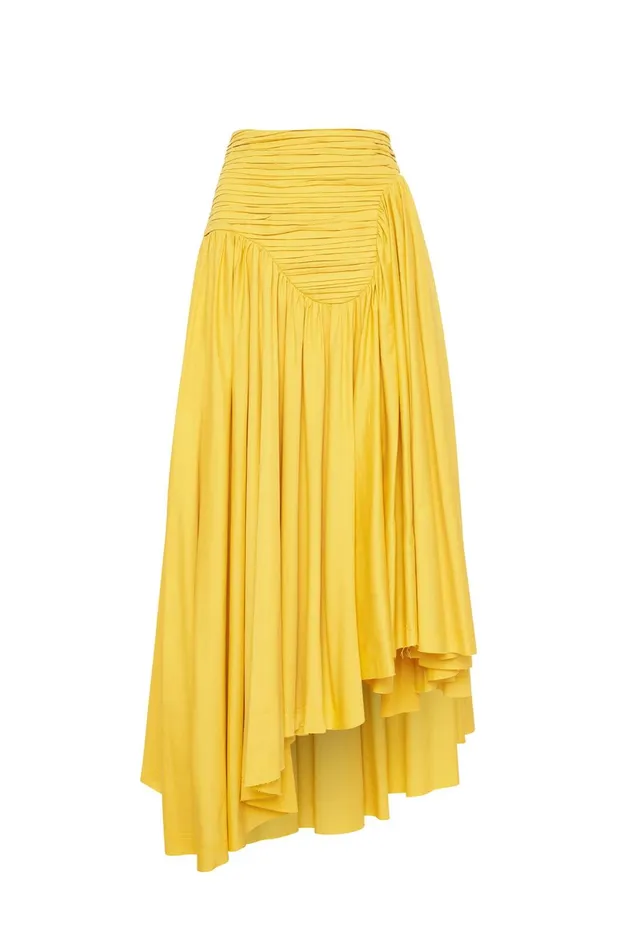 Women Jolie Asymmetric Midi Skirt Sun Shower Yellow Aje Skirts