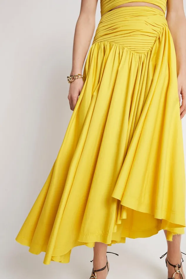 Women Jolie Asymmetric Midi Skirt Sun Shower Yellow Aje Skirts