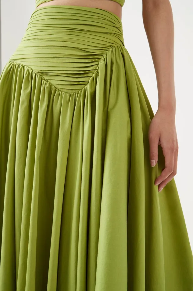 Women Jolie Asymmetric Midi Skirt Verdant Green Aje Skirts