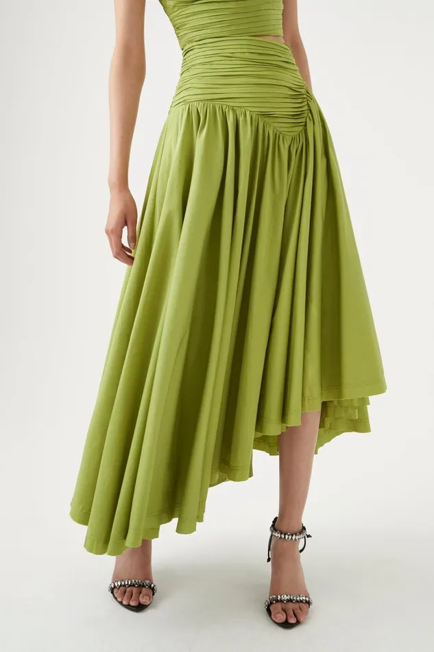 Women Jolie Asymmetric Midi Skirt Verdant Green Aje Skirts