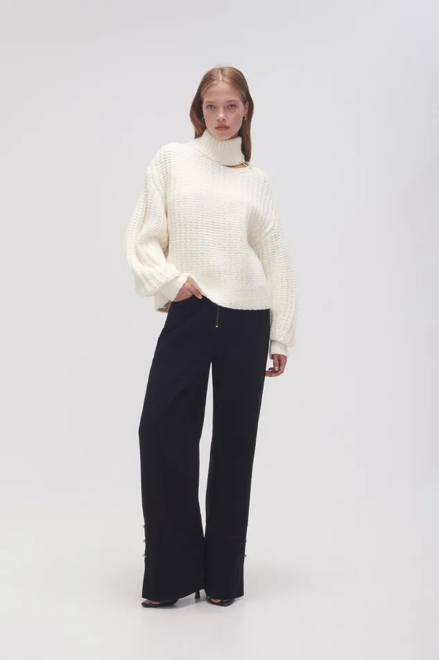 Women Journey Chunky Jumper Ivory Aje Knitwear and Jumpers