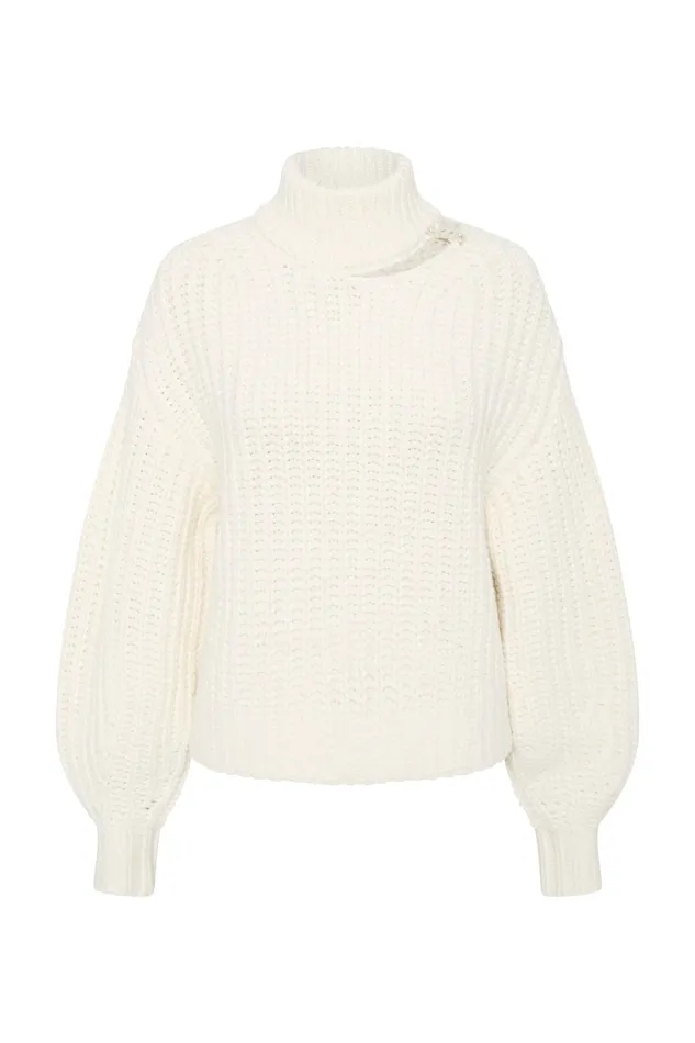 Women Journey Chunky Jumper Ivory Aje Knitwear and Jumpers