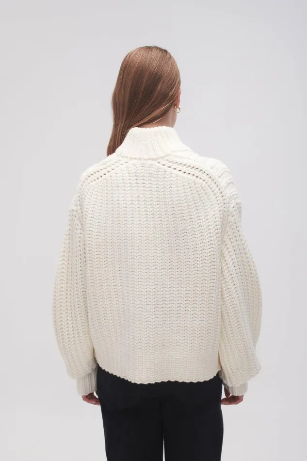 Women Journey Chunky Jumper Ivory Aje Knitwear and Jumpers