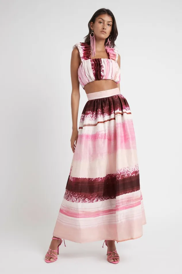 Women Kasbah Sunset Stripe Maxi Skirt Sunset Stripe Aje Skirts