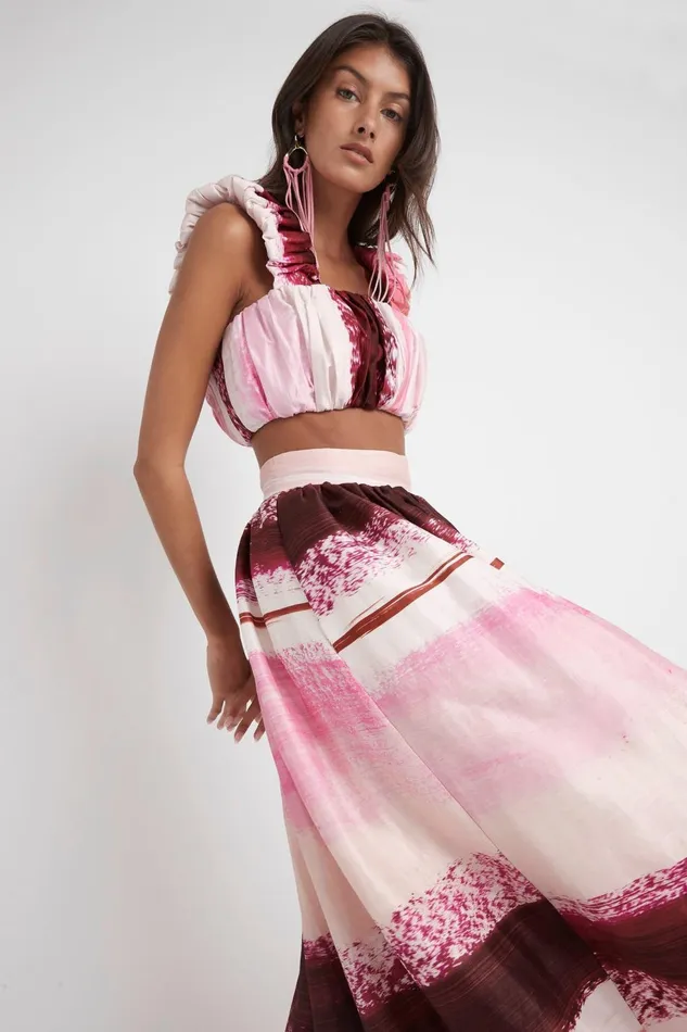 Women Kasbah Sunset Stripe Maxi Skirt Sunset Stripe Aje Skirts