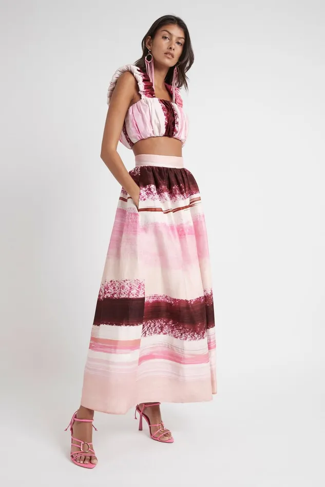 Women Kasbah Sunset Stripe Maxi Skirt Sunset Stripe Aje Skirts