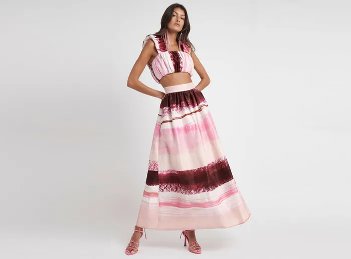 Women Kasbah Sunset Stripe Maxi Skirt Sunset Stripe Aje Skirts