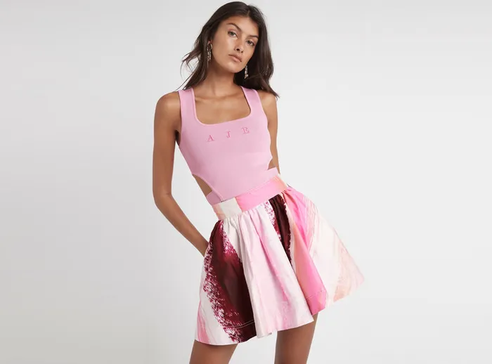 Women Kasbah Sunset Stripe Mini Flippy Tiered Skirt Sunset Stripe Aje Skirts