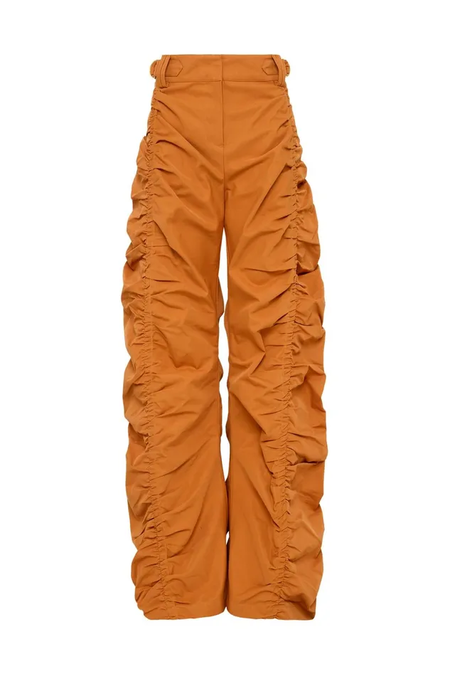 Women Kiara Ruched Drawstring Pant Chestnut Brown Aje Pants