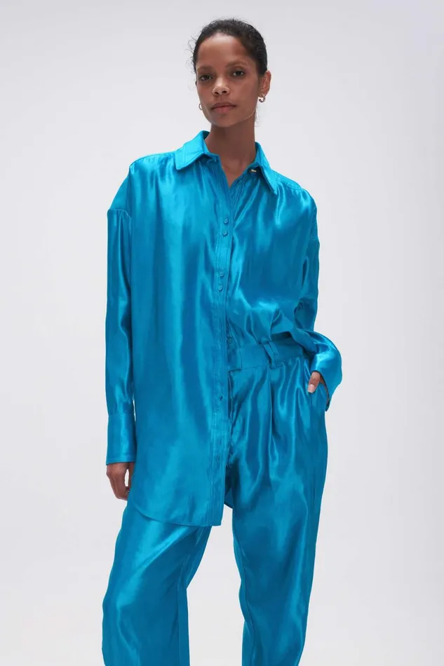 Women Kingsford Shirt Azure Blue Aje Tops