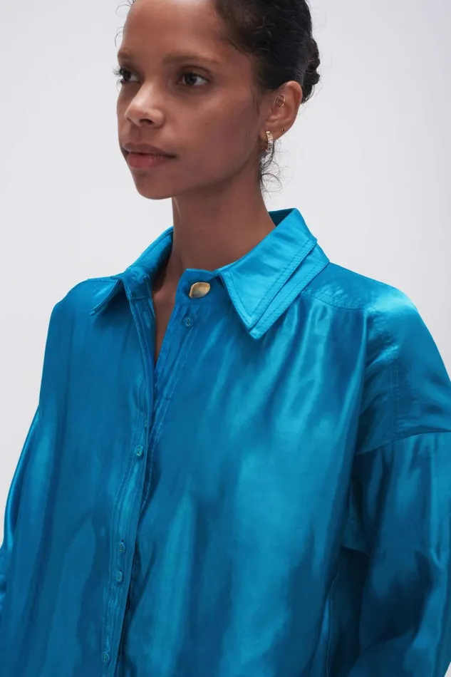 Women Kingsford Shirt Azure Blue Aje Tops