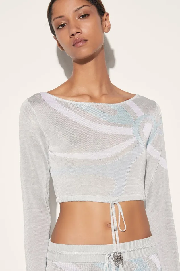 Women Knitwear PUCCI MarmoJacquard Crop Top