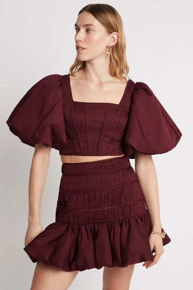 Women La Vie Bubble Mini Skirt Chestnut Red Aje Skirts