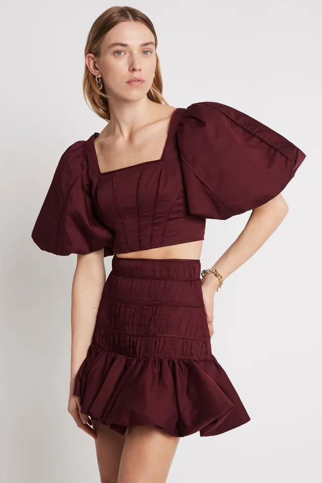 Women La Vie Bubble Mini Skirt Chestnut Red Aje Skirts