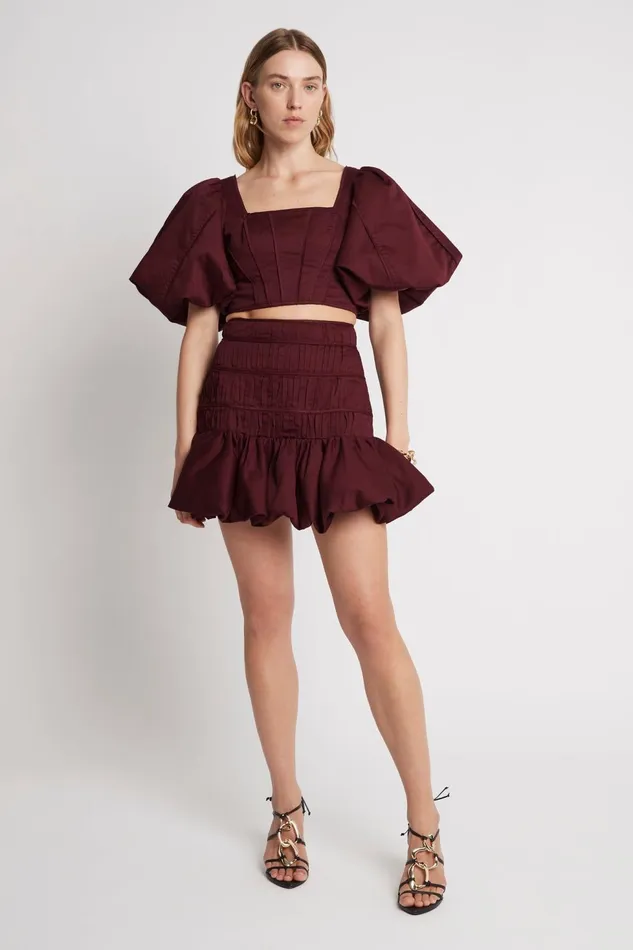 Women La Vie Bubble Mini Skirt Chestnut Red Aje Skirts