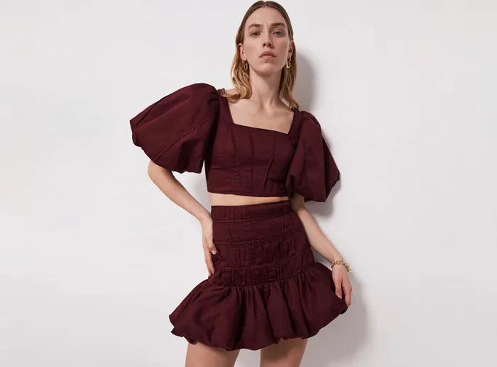 Women La Vie Bubble Mini Skirt Chestnut Red Aje Skirts