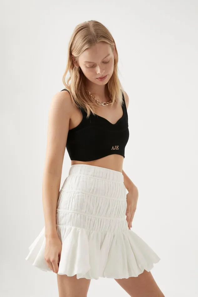 Women La Vie Bubble Mini Skirt Ivory Aje Skirts