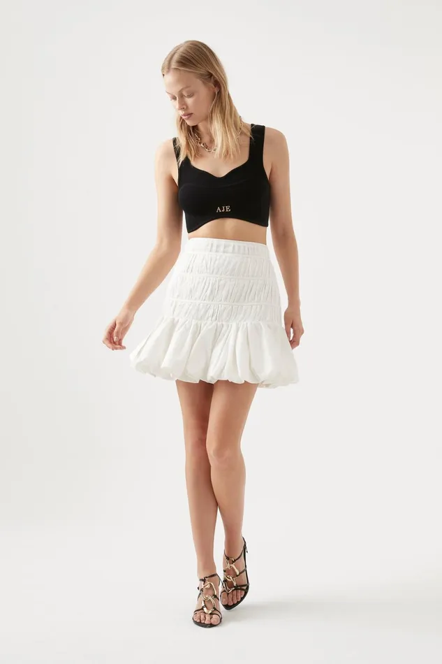 Women La Vie Bubble Mini Skirt Ivory Aje Skirts