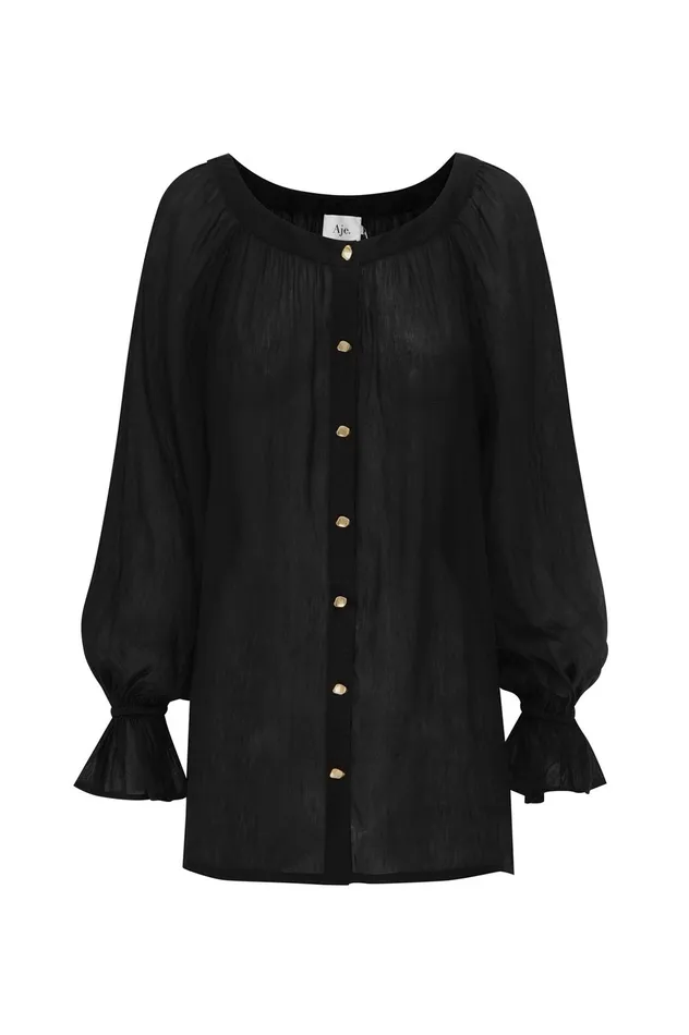 Women Le Corsaire Blouse Blackgold Aje Tops
