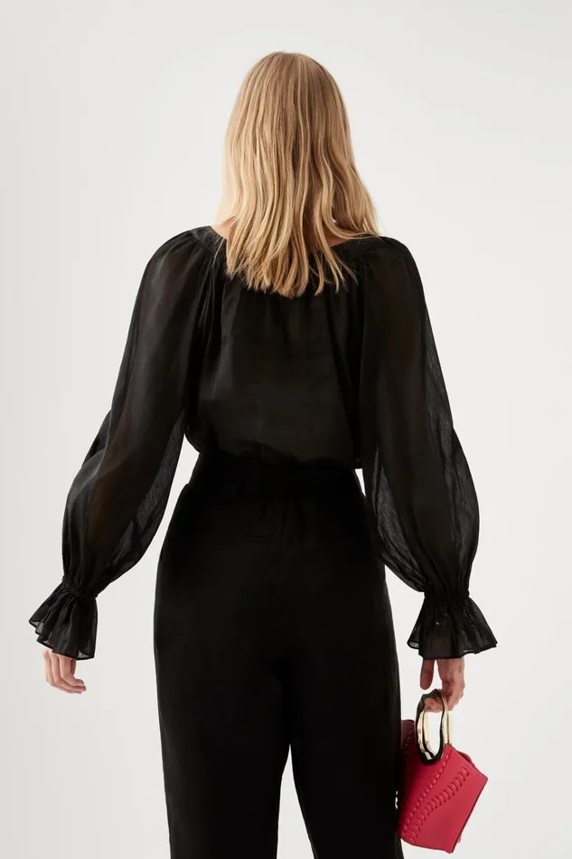 Women Le Corsaire Blouse Blackgold Aje Tops