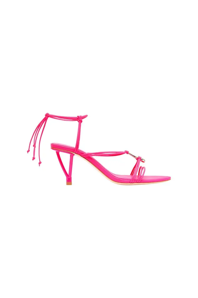 Women Leda Sculptural Mid Heel Flamingo Pink Aje Shoes