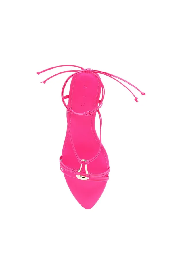 Women Leda Sculptural Mid Heel Flamingo Pink Aje Shoes