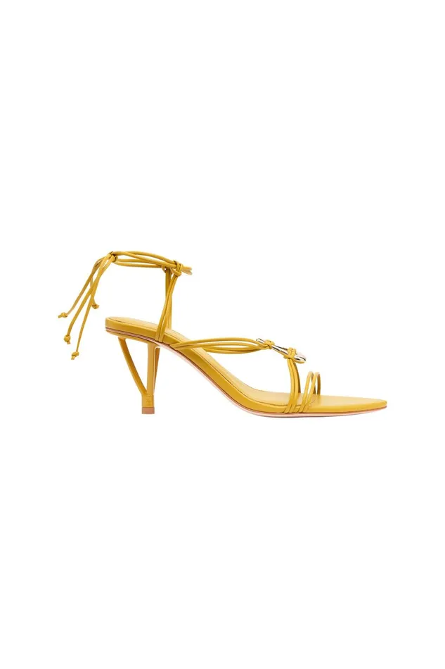 Women Leda Sculptural Mid Heel Mustard Aje Shoes