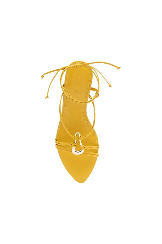 Women Leda Sculptural Mid Heel Mustard Aje Shoes