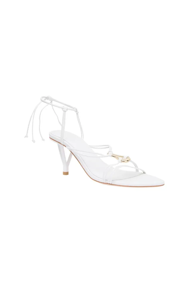 Women Leda Sculptural Mid Heel White Aje Shoes