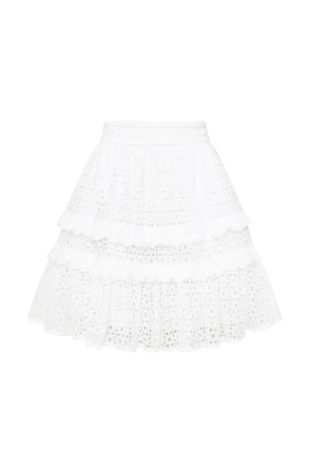 Women Lita Broderie Mini Skirt Ivory Aje Skirts