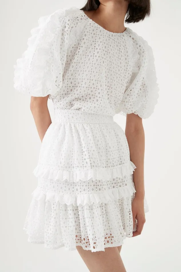 Women Lita Broderie Mini Skirt Ivory Aje Skirts