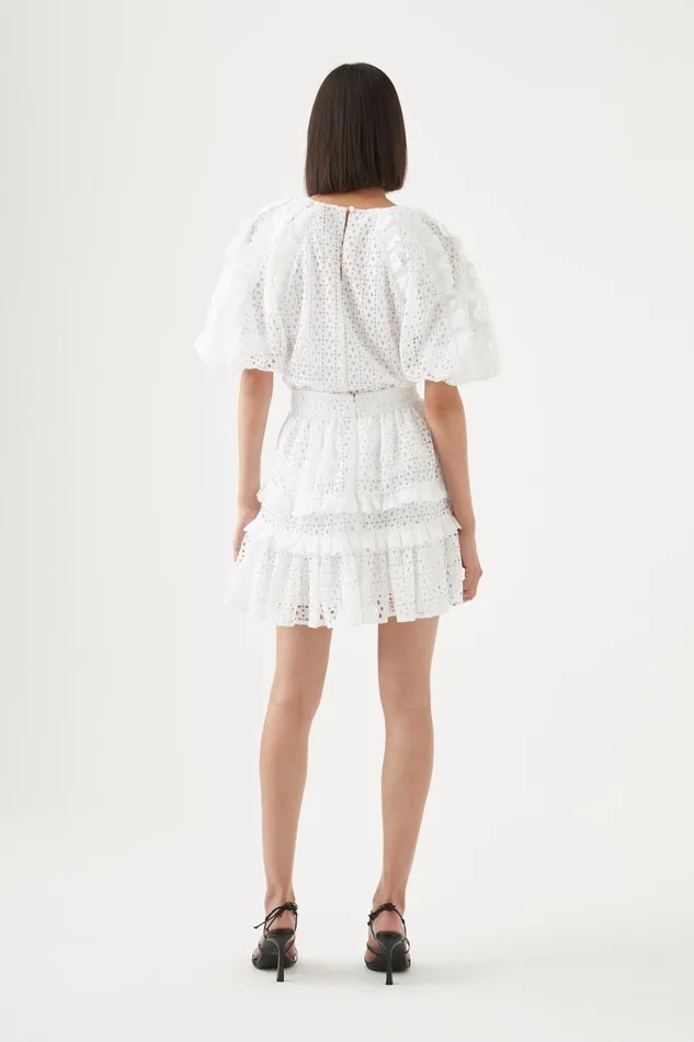 Women Lita Broderie Mini Skirt Ivory Aje Skirts