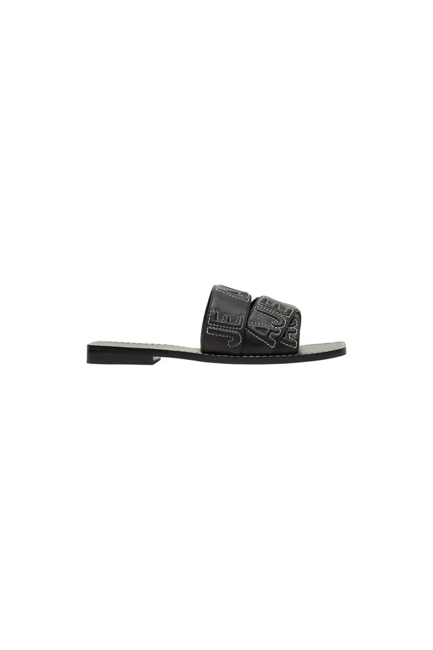Women Lodge Deboss Logo Sandal Black Aje Shoes