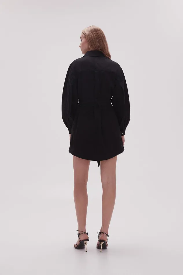 Women Lola Denim Mini Dress Black Aje Dresses