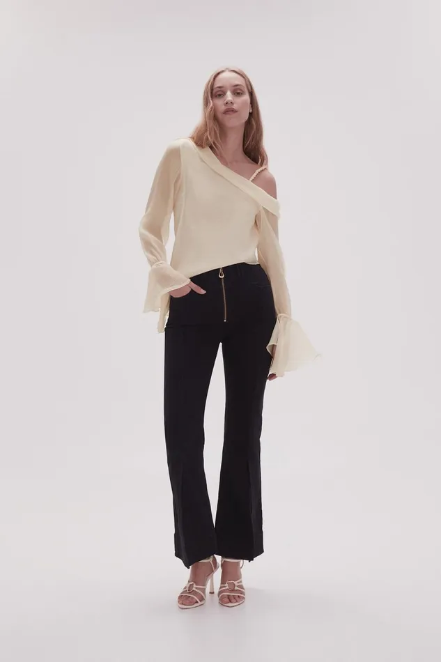 Women Lola Denim Wide Leg Jeans Black Aje Pants