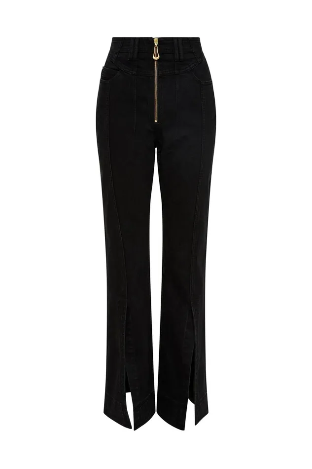 Women Lola Denim Wide Leg Jeans Black Aje Pants