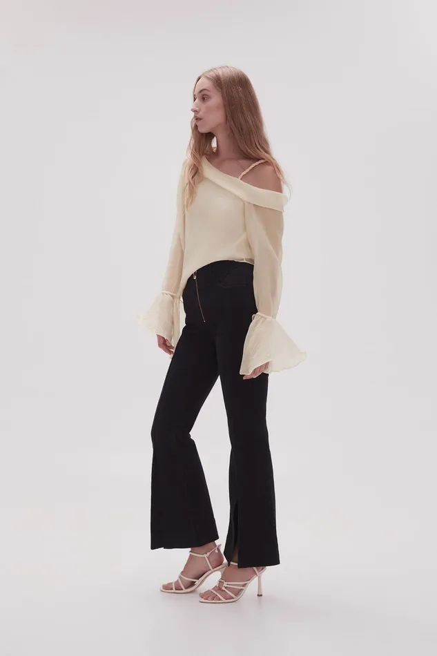 Women Lola Denim Wide Leg Jeans Black Aje Pants