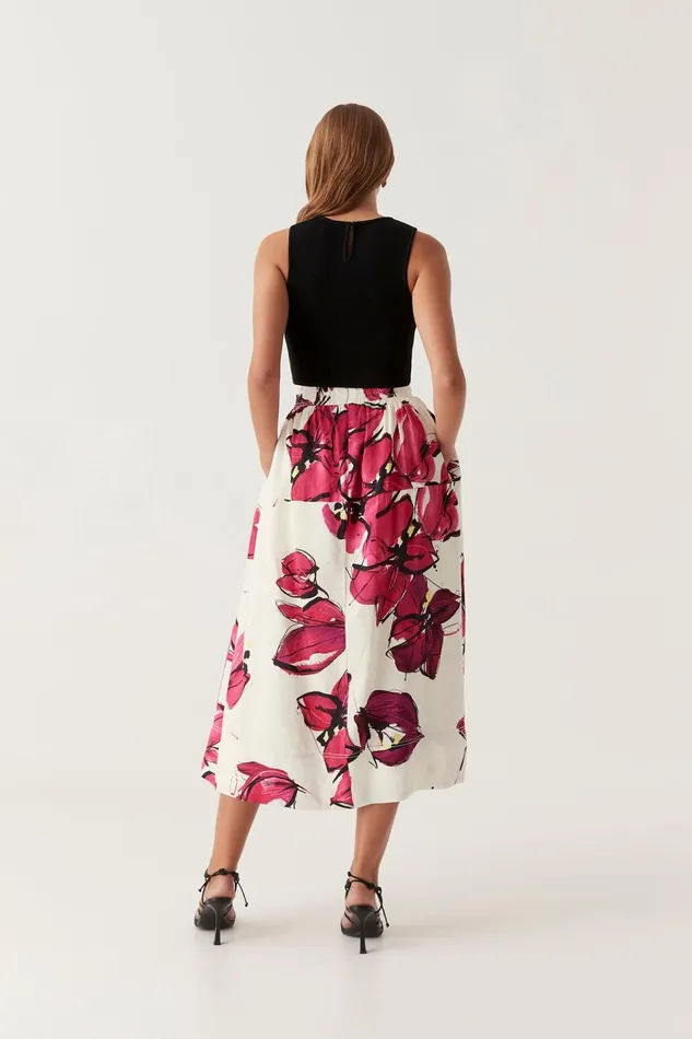 Women Lottie Gathered Midi Skirt Falling Florals Aje Skirts
