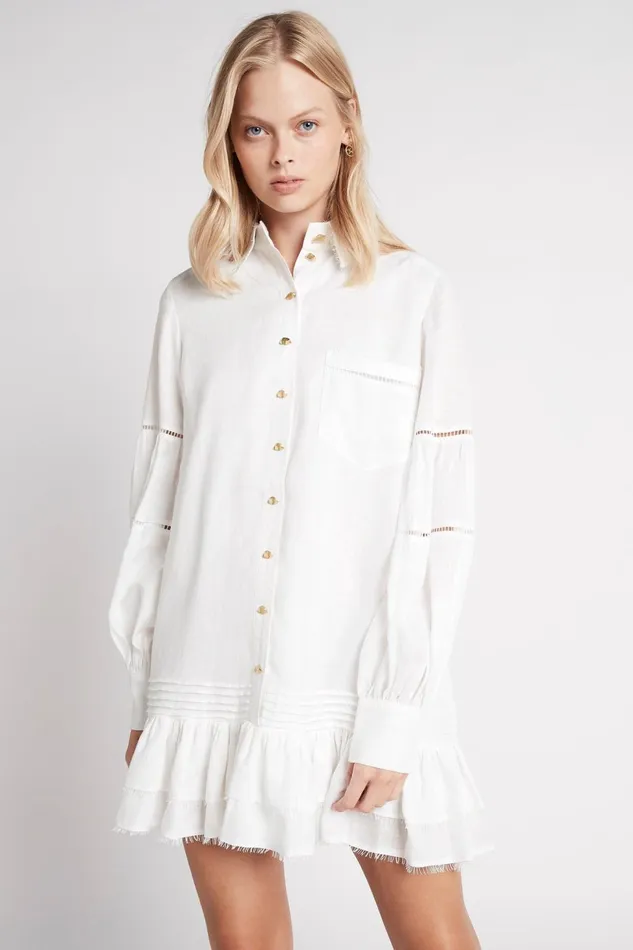 Women Lotus Shirt Dress Ivory Aje Dresses