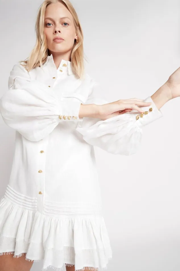 Women Lotus Shirt Dress Ivory Aje Dresses