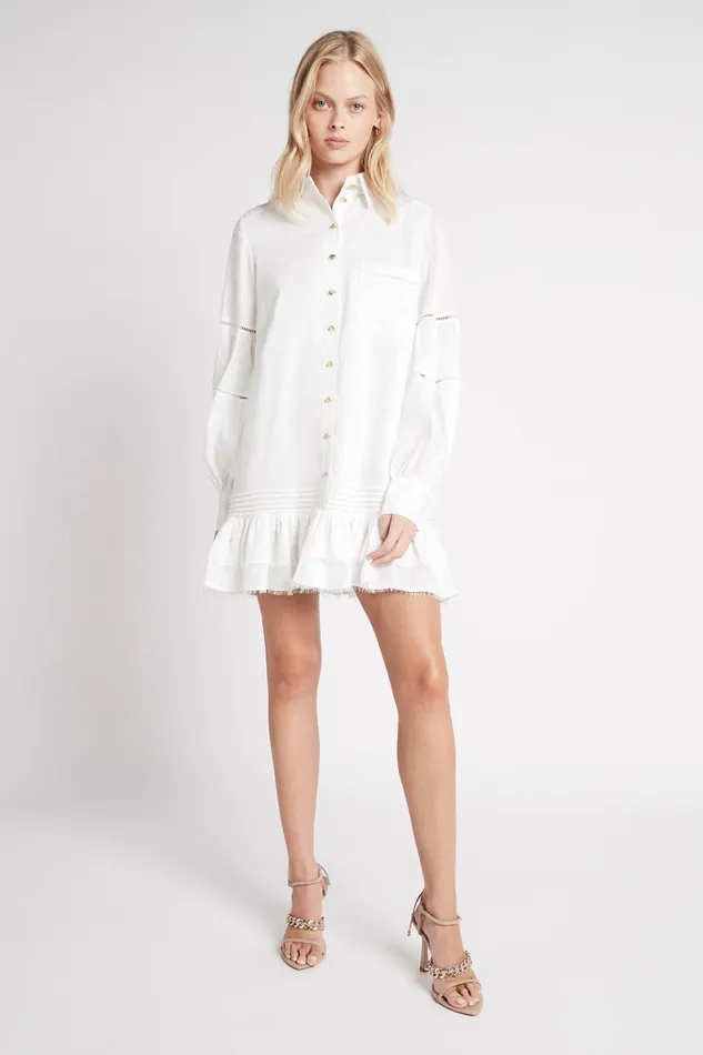 Women Lotus Shirt Dress Ivory Aje Dresses