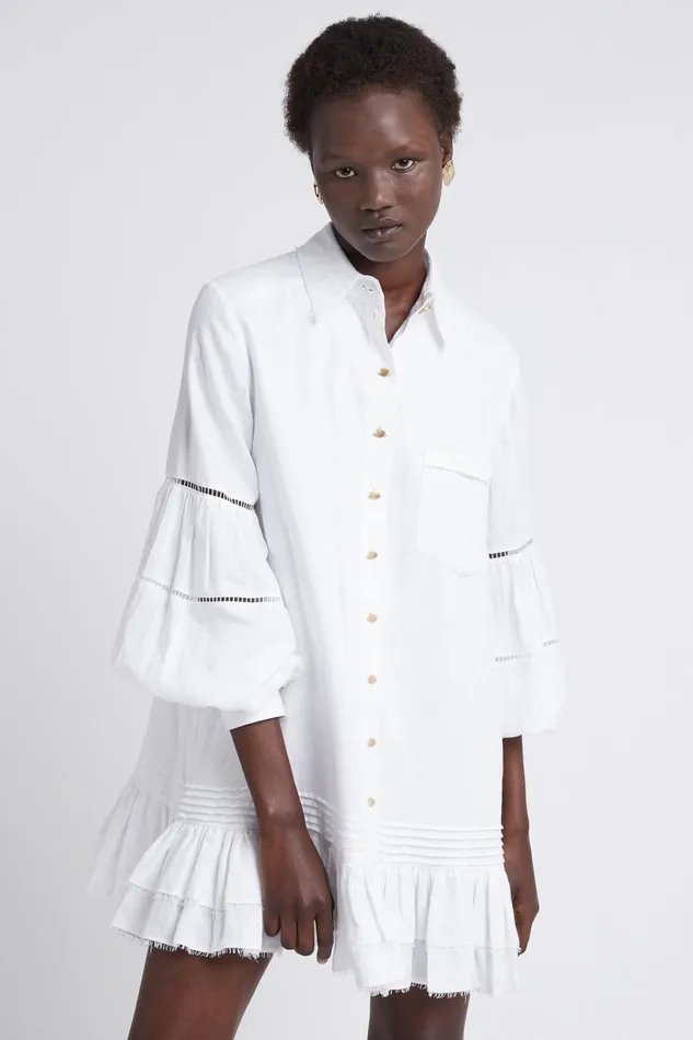 Women Lotus Shirt Dress Ivory Aje Dresses
