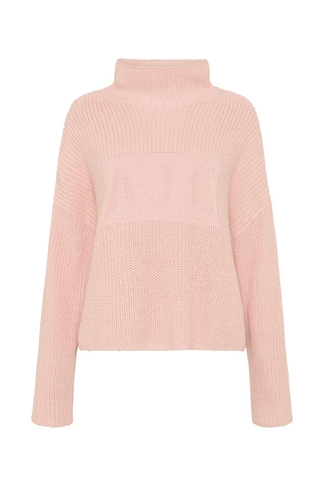 Women Lou Logo Knit Jumper Blush Aje Knitwear and Jumpers