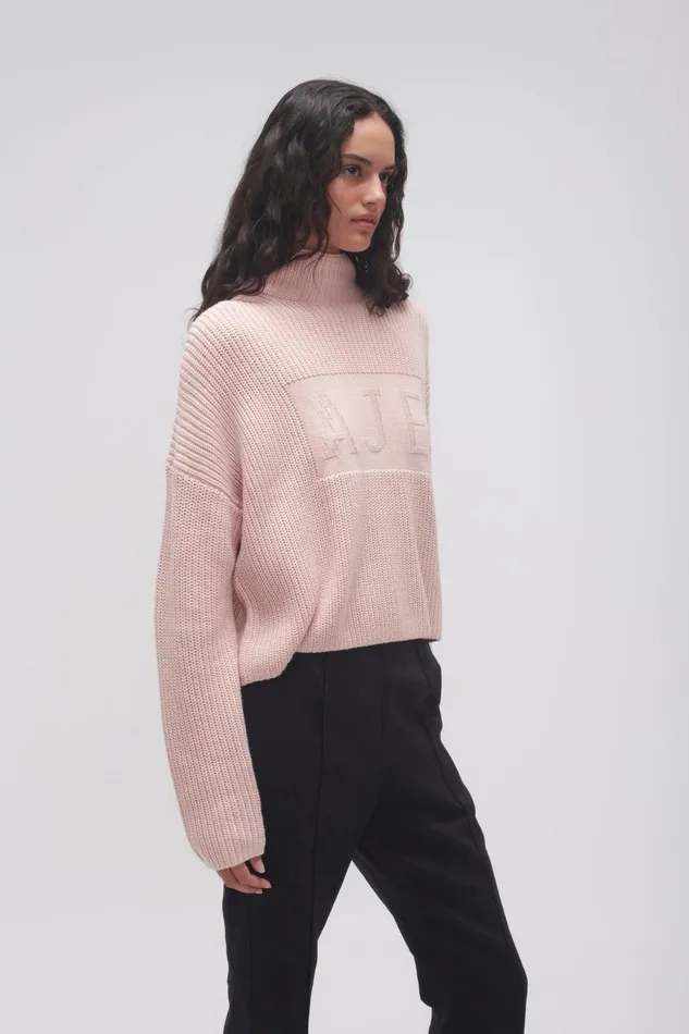 Women Lou Logo Knit Jumper Blush Aje Knitwear and Jumpers