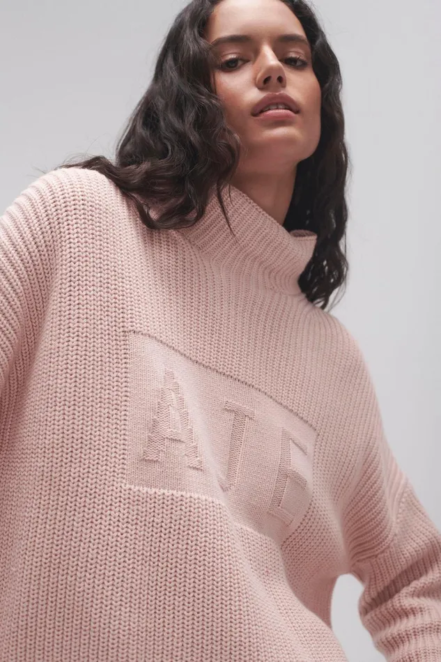 Women Lou Logo Knit Jumper Blush Aje Knitwear and Jumpers