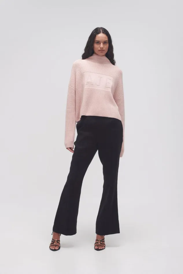 Women Lou Logo Knit Jumper Blush Aje Knitwear and Jumpers